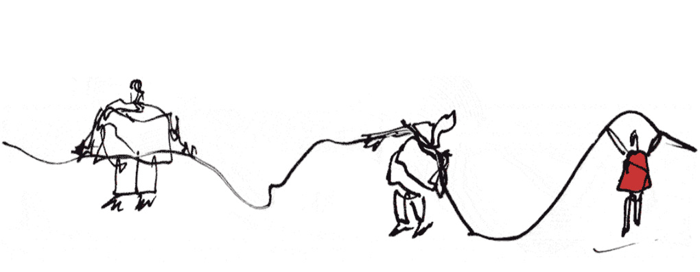 Dessin du spectacle inspiré du mythe d'Icare de la compagnie petites perceptions 